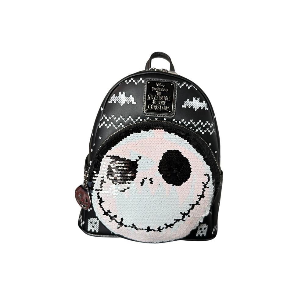 LOUNGEFLY NBC JACK FACE REVERSIBLE SEQUIN Backpack NWT